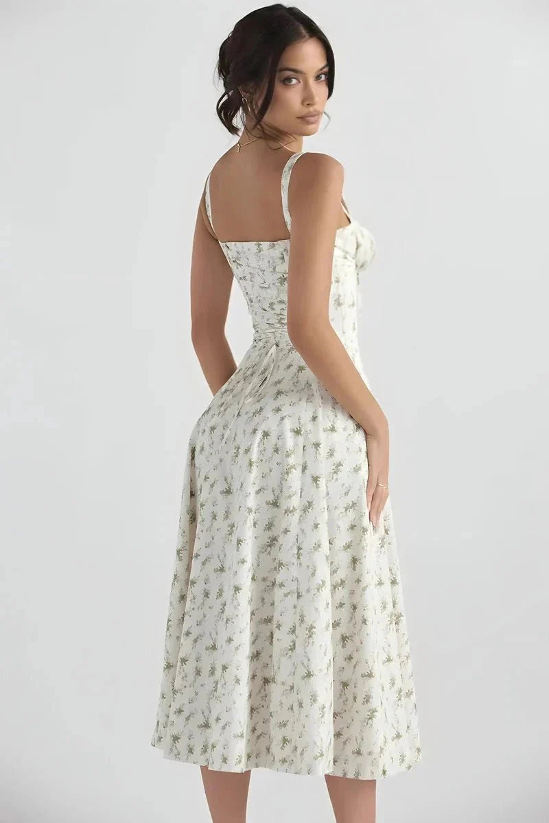 Robe Femme Corsage Nœud Imprimé Floral Printemps Été