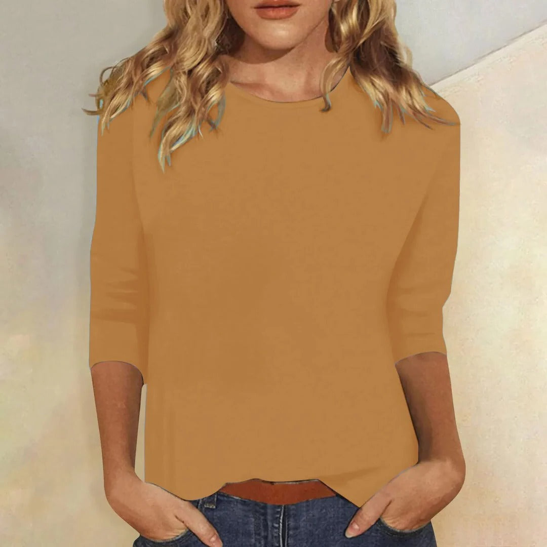 Top femme col rond manches 3/4 casual quotidien