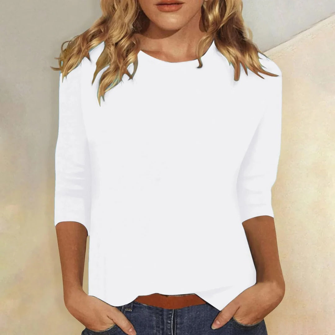 Top femme col rond manches 3/4 casual quotidien