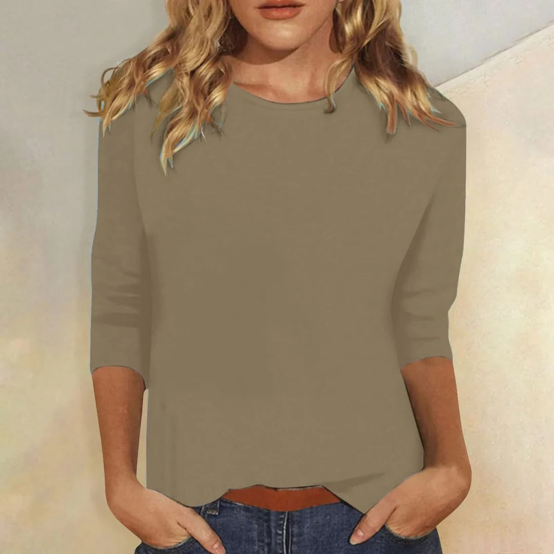 Top femme col rond manches 3/4 casual quotidien