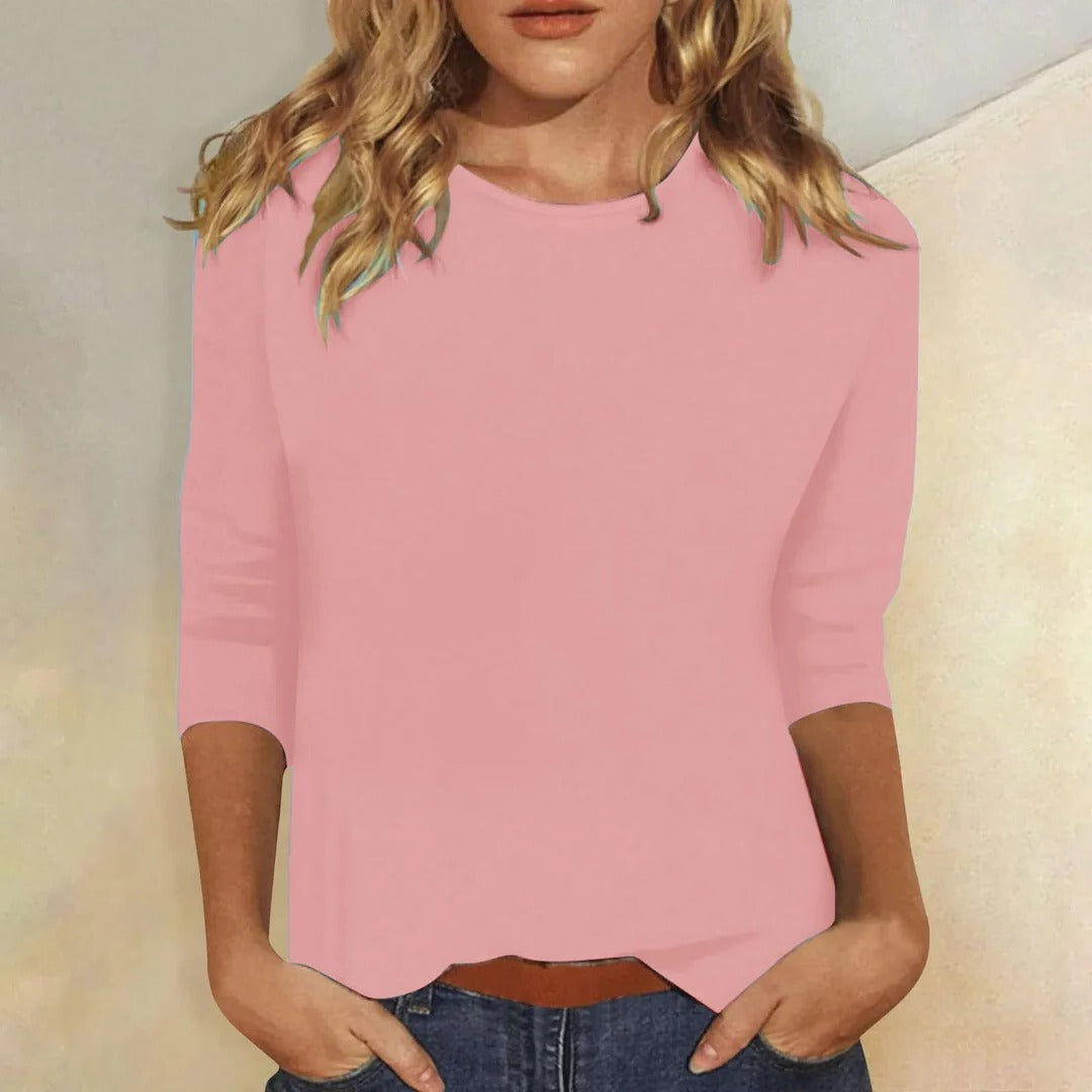 Top femme col rond manches 3/4 casual quotidien