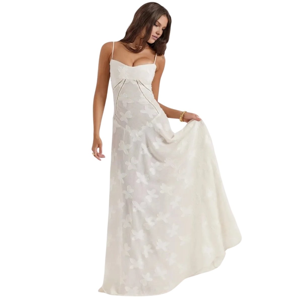 Robe Maxi Femme Corset Jacquard Floral Dos Lacets Soirée