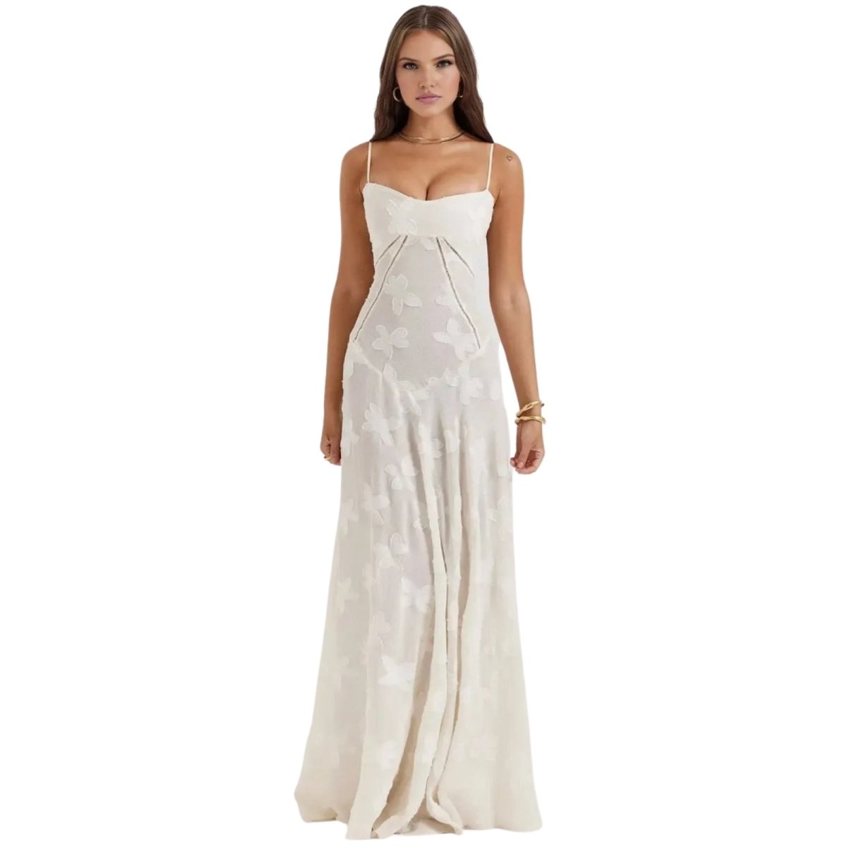 Robe Maxi Femme Corset Jacquard Floral Dos Lacets Soirée