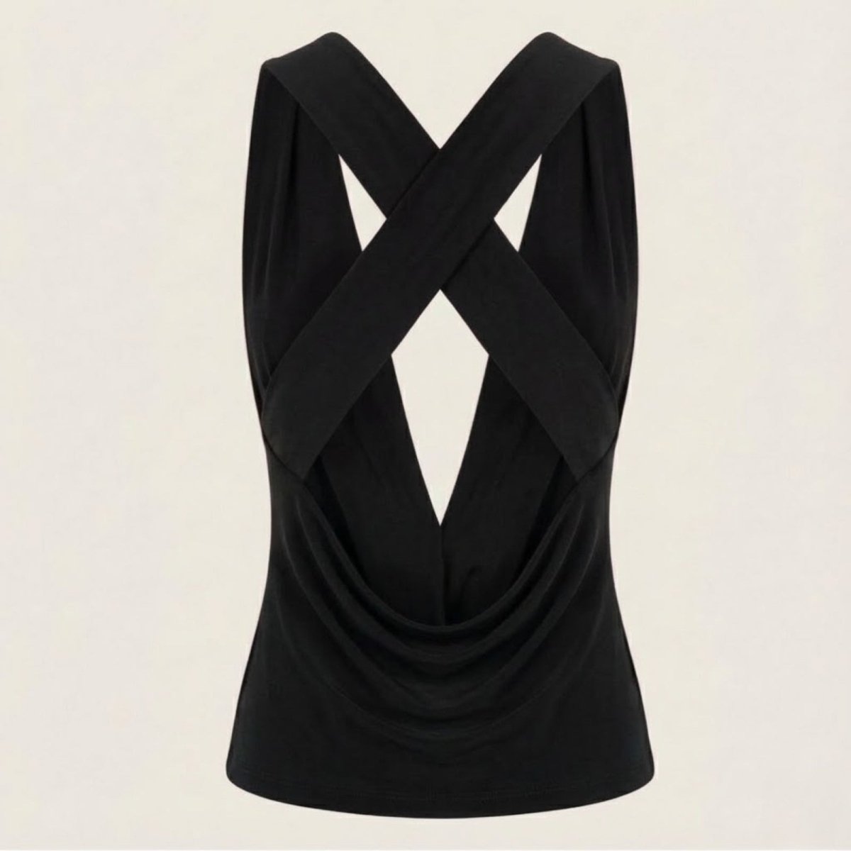 Top Femme Col Bénitier Dos Nu Jersey Drapé Sans Manches