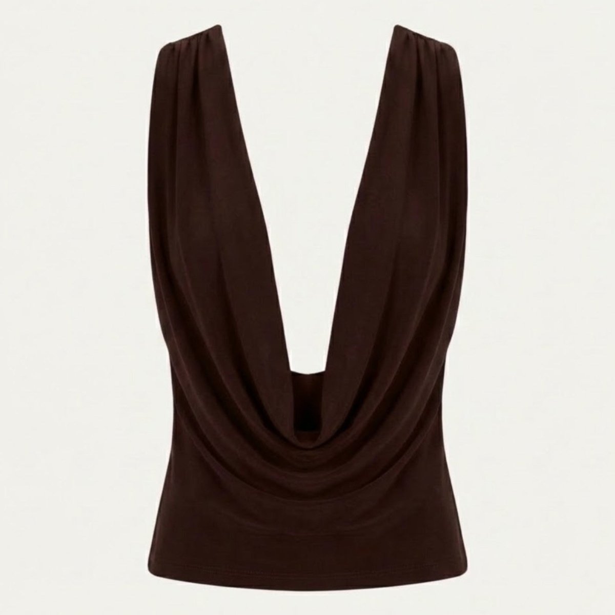 Top Femme Col Bénitier Dos Nu Jersey Drapé Sans Manches