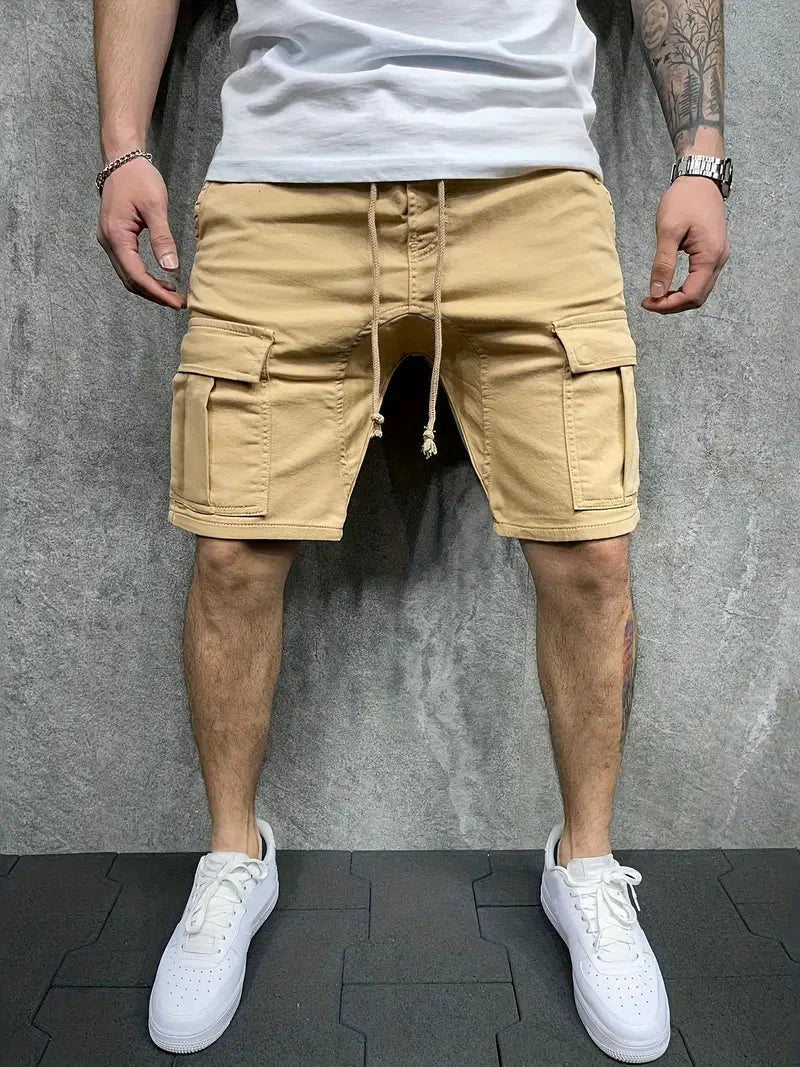 Short cargo homme taille élastique coulisse longueur genou