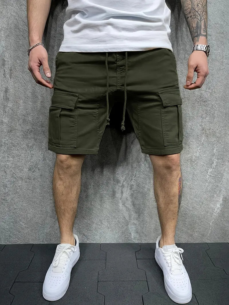 Short cargo homme taille élastique coulisse longueur genou