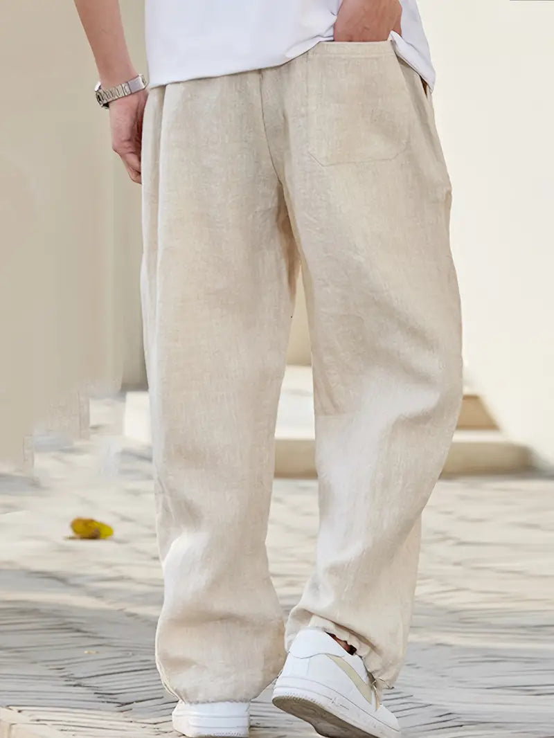 Pantalon lin homme baggy décontracté été respirant
